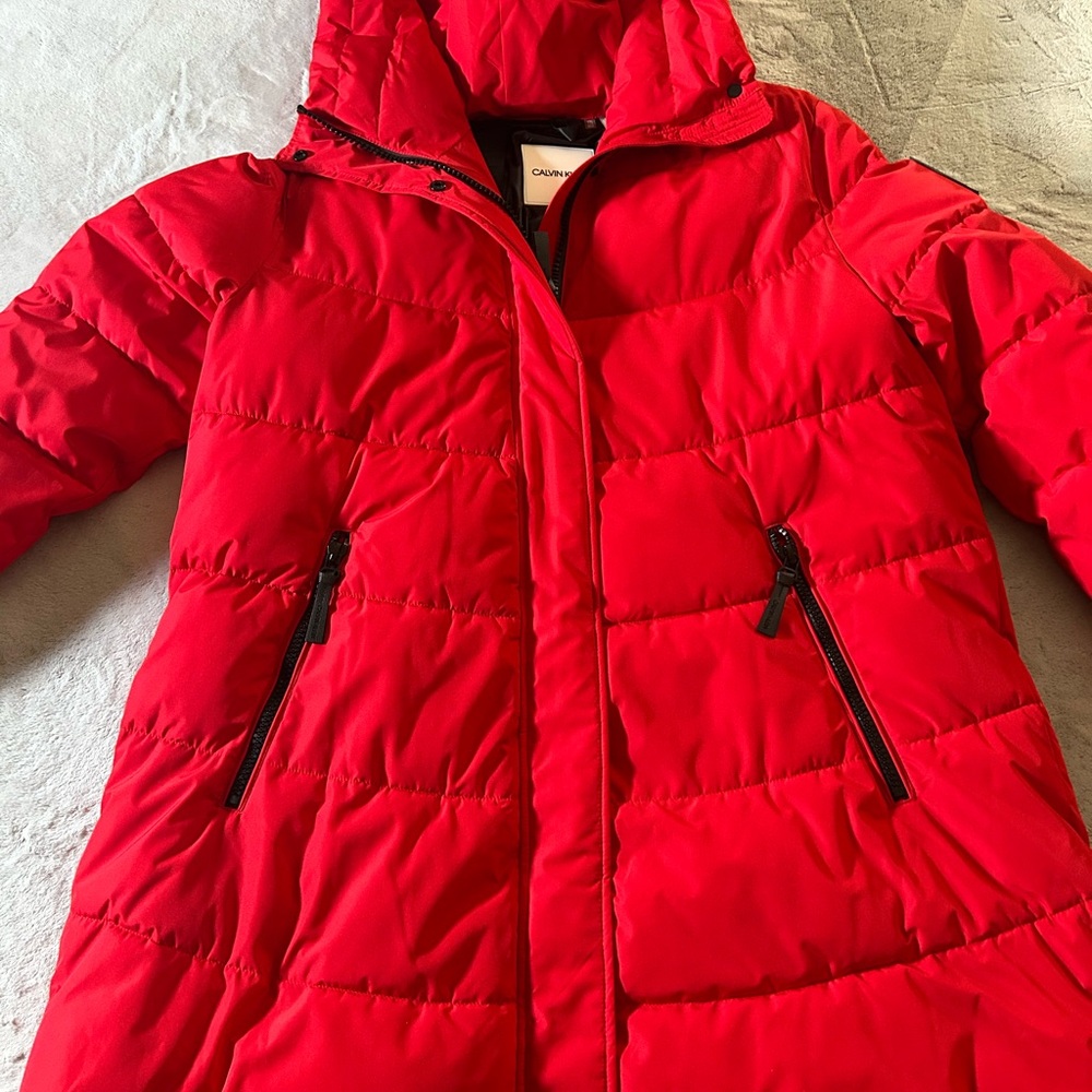 Calvin Klein Women's Bright Red Puffer Jacket